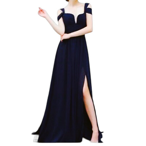 Women Bariano Australia Long Dress Navy Blue Formal Gown Slit Bridesmaid Size XS - Picture 1 of 16